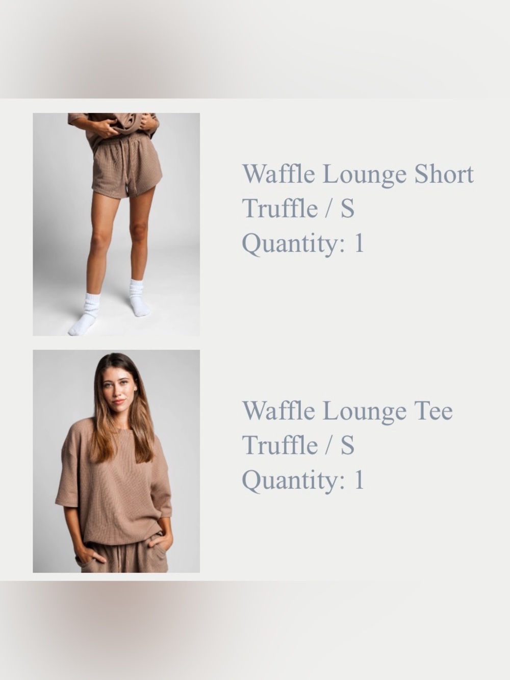Comfrt Waffle Lounge Top and Shorts in Truffle - Picture 7 of 8